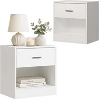 relaxdays Nachtschrank Nachttisch mit Schublade weiß, 2er-Pack