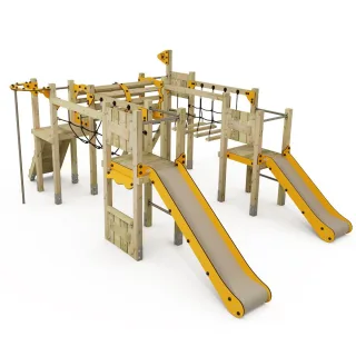 Professionelles Spielplatz-Klettergerüst PRO MAGIC Climb mit Rutsche und Kletternetz - Langlebiges Spielgerät für öffentliche Anlagen - Wickey