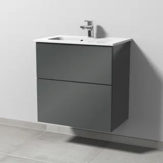 Sanipa 3way Waschtischunterbau zu Duravit ME by Starck Waschtisch mit 2 Auszügen, Anthrazit-Glanz SF72279