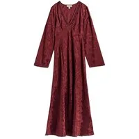 Bhoem Midikleid BHOEM Besticktes Midikleid aus Jacquard, weinrot (1-tlg)