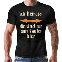 RAHMENLOS® T-Shirt für den Bräutigam zum JGA - ich heirate! Doppelpfeil