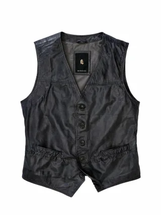 Mey & Edlich Herren Easy Rider Lederweste Grau Obermaterial: Lammnappa