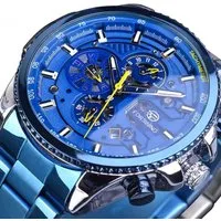 Rötting Design Automatikuhr Herrenuhr Männeruhr Armbanduhr Edelstahl blaues Ziffernblatt, (inkl. Uhrenbox - auch zum Verschenken geeigent), Automatik Armbanduhr Edelstahlarmband, lumineszierend