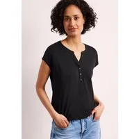STREET ONE T-Shirt mit geschlitztem Rundhalsausschnitt