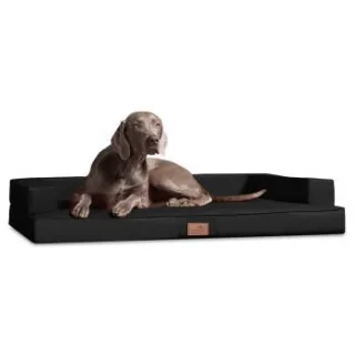 Tierlando ® Orthopädisches Design Hundesofa GIBSON VISCO Kunstleder kubische Form schwarz 80 cm, 22 cm, 60 cm