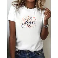 RMK T-Shirt Damen Shirt Top Sommer Basic Love Liebe Happy aus 100% Baumwolle