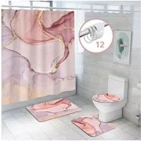 MOPUEA Duschvorhang Duschvorhang 180x180 cm Waschbar Wasserdicht Anti Schimmel (Duschvorhang Set mit 12 Haken für Bad und Dusche, Duschvorhang 180x180 cm mit Metallösen und 12 Haken), Wasserdicht Anti Schimmel Waschbar HD Druck 180x180 cm