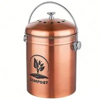 relaxdays Biomülleimer Komposteimer mit Geruchsfilter 5 Liter, Kupfer