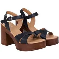 Desa DESA Damen-Sandalen aus Leder mit hohem Blockabsatz Sandale