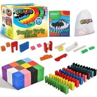 Calmado Spielesammlung Domino Steine Spiel aus Holz Dominosteine im Set + Tasche + Anleitung