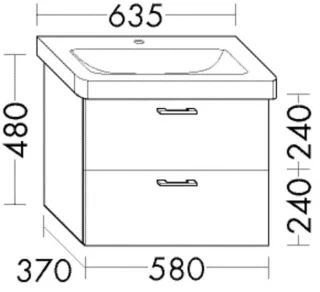 Burgbad Waschtischunterschrank Sys30 PG2 Echo 480x580x370 Leinengrau Hochglanz, WWLV058F3162 WWLV058F3162