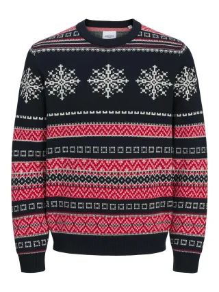 JACK&JONES - JJXMAS NOEL KNIT CREW NECK sky captain - Gr. - M