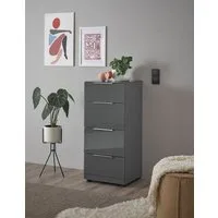 HBZ Kommode Santorin Mehrzweckschrank mit Schubkästen, BxHxT 45x99x40 cm (1 St), Mit 4 Schubkästen mit Softclose, Glasfront und Glasoberboden