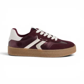 Tamaris Damen bordeauxrote Leder-Sneakerschuhe – 23723-44