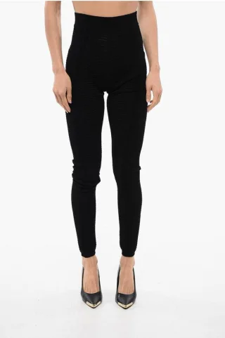 Lochmuster-Leggings mit hoher Taille