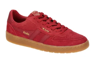 Gola CLB571RR Damen Sneaker red/gum Court Style Echtleder Velour Textil Fu?bett