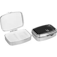 kwmobile Pillendose Edelstahl Tablettenbox mit 2 Fächern 5,5 x 4 x 1,5cm (2 St), Pillendose Tablettendose Tragbare Pillenbox Metall Medikamentenbox