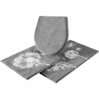 Grund Badematte Pusteblume, Badvorleger, Badezimmer Teppich, sehr weich, Höhe 20 mm, rutschhemmend beschichtet, schnell trocknend, fußbodenheizungsgeeignet, Polyacryl, 2-tlg. Hänge-WC Set, weiche Haptik, auch als 2-teiliges Set erhältlich, Made in Eu