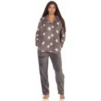 Normann Relaxanzug Kuscheliger Damen Hausanzug aus Coralfleece in Sterne Optik