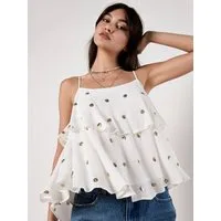 Apricot Shirttop Camisole-Top mit Paillettenpunkten
