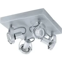 EGLO LED Deckenspot Novorio, Leuchtmittel inklusive, Deckenlampe Deckenstrahler Stahl, Alu in alu-gebürstet GU10 Fassung