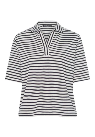 FRANK WALDER - Shirt CASUAL in gerippter Optik ink/ecru - Gr. - 48