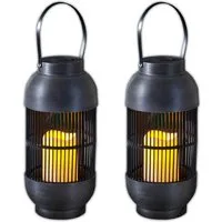 HAC24 Laterne LED Solar Dekolampe Solarlaterne Wetterfest Solarleuchte Solarlampe (2-St), mit flackernder LED Kerze