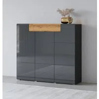 OTTO home Highboard Toledo,Breite 147,5 cm,trendige Hochkommode mit 3 Türen 1SK, Hochschrank mit viel Stauraum, stylische Hochglanzfronten