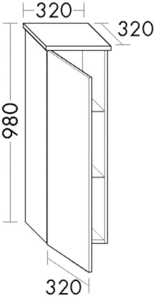 Burgbad Halbhoher Schrank Orell Melamin 980x320x325 Eiche Dekor Nachtschwarz, UHGZ032LF7332 UHGZ032LF7332