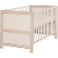 roba® Babybett Momo - 70 x 140 cm - mitwachsendes Gitterbett - Höhenverstellbar, Schlupfsprossen - Umbaubar zum Juniorbett - Holz Cashmere lackiert