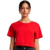 Build Your Brand Rundhalsshirt Damen Cropped Tee / Single Jersey / Kurz geschnitten