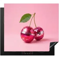 MuchoWow Herd-Abdeckplatte Disco - Kirsche - Rosa, Vinyl, (1 tlg), Cerankochfeld Abdeckung, Herd Abdeckplatten Vinyl, 58.3x51.3 cm