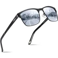 LuxusKollektion Pilotenbrille Sonnenbrille Herren polarisierte Metall Gestell Schwarz Gläser Silbrig