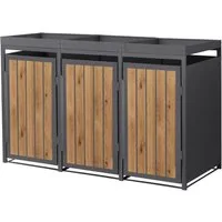 ML-DESIGN Mülltonnenbox Müllbox aus Stahl wetterfeste Mülltonnen Verkleidung Mülltonnengarage, Mülltonnencontainer mit Pflanzdach für 3 Tonnen 120 oder 240 Liter