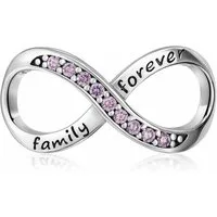 Materia Bead Bead Infinity mit "family forever" und rosa Zirkonia Steinen 24, 925 Sterling Silber