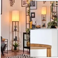hofstein Stehlampe Stehlampe aus Holz/Stoff in Naturfarben/Weiß, ohne Leuchtmittel, (26 cm) Ablageflächen u. Fußschalter, 1 x E27, ohne Leuchtmittel