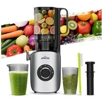 HOMELUX Entsafter Slow Juicer 126MM Öffnung für Ganze Gemüse Früchte mit 2 Tassen Bürste, 220 W, BPA-Frei, Hohe Saftausbeute, Erhalt der Nährstoffe