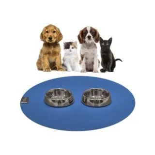 SANOZOO ® - runde Napfunterlage - Öko-Tex und Made in Germany blau 60 cm, 60 cm