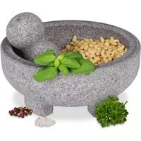 relaxdays Mörser mit Stößel aus Granit