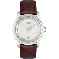 BOSS Quarzuhr PRINCIPLE 1514114, Herrenuhr, Armbanduhr, Datum, Lederarmband