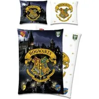 BERONAGE Kinderbettwäsche Harry Potter Hogwarts Bettwäsche Linon / Renforcé 135x200cm/80x80cm, 100% Baumwolle, 2 teilig, 135x200 + 80x80 cm