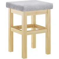 ERST-HOLZ Arbeitshocker Holzhocker Polsterfarbe Sitz Hellgrau
