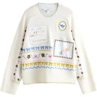 Next Rundhalspullover Gemusterter Strickpullover, Kurzgröße (1-tlg)