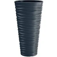 Prosperplast Pflanzkübel Sand Slim 54 L, Blumentopf mit Einsatz Anthrazit/Grau/Weiß