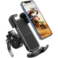 SURFOU Smartphone-Halterung Handyhalterung Fahrrad, Handyhalter Motorrad360° Lenker Halter, (Stabile Handyhalterung Fahrrad & Motorrad, ideal für 5,1–6,8", Metall, mit Sicherheitsverschluss, 1-tlg., 360° Drehgelenk & Silikonschutz, wasserdicht–werkze