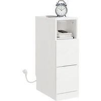 SoBuy Nachttisch FBT149-E, Beistelltisch schmal mit Ladefunktion und LED-Sensorleuchte (1 Tisch), 20cm breit Nachttisch mit Sockelleisten-Design, Nachtschrank