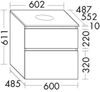 Burgbad Waschtischunterschrank Lin20 Melamin 611x602x552 Eiche Dekor Baumwolle, WXOD060F6799 WXOD060F6799