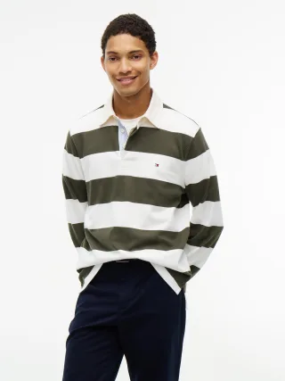 ESSENTIAL STRIPE RUGBY Huntsman Green/Ivory Petal - Gr. - L