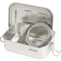 Wenco Lunchbox 650 ml, 2-fach unterteilt, Brotdose Edelstahl Auslaufsicher BPA frei, (1-tlg., 15 x 11,3 x 5 cm), Ideal als Bento- Dose für das Mittagessen oder Snacks