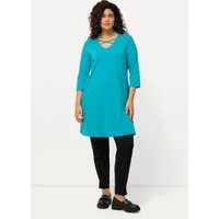 Ulla Popken Longshirt Longshirt Zierbänder A-Linie V-Ausschnitt 3/4-Arm